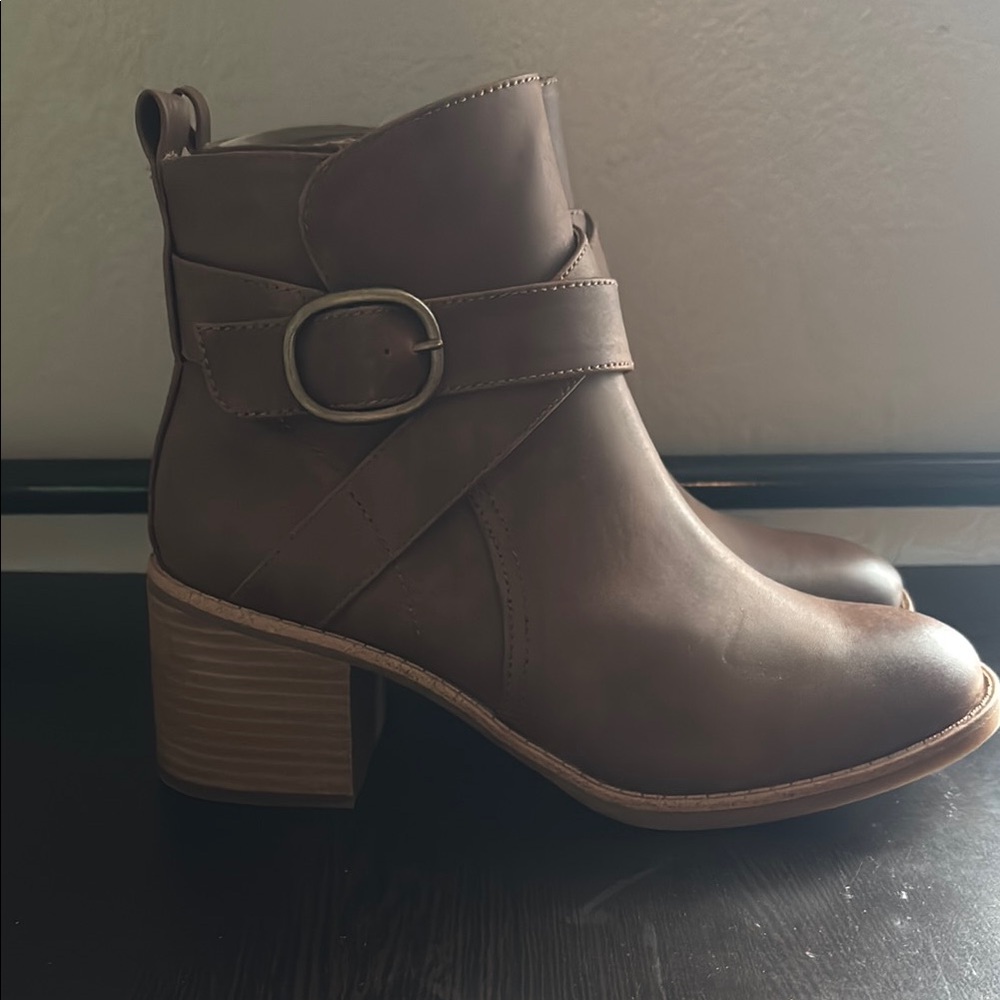 b.o.c. Taupe Ankle Booties with Buckle